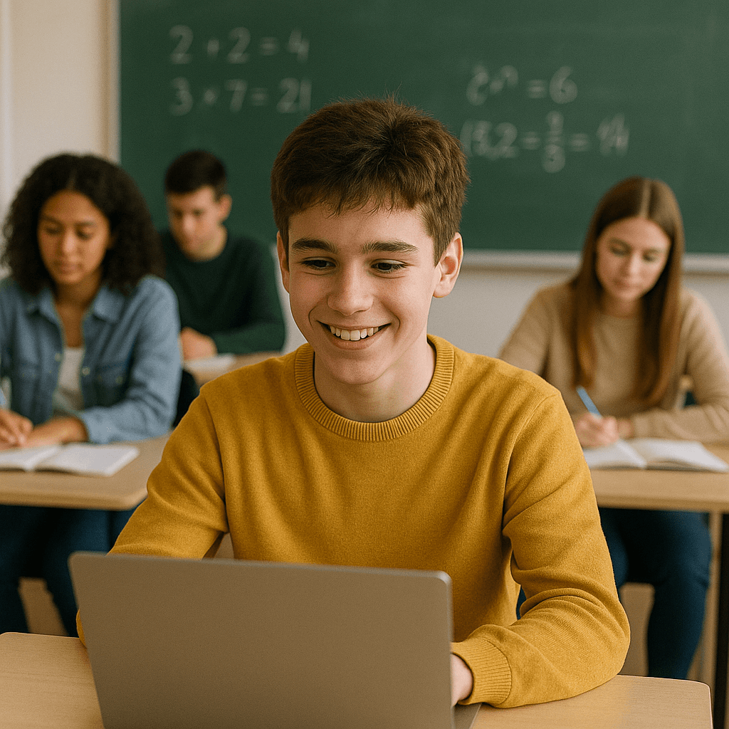 Student using a tablet for adaptive learning