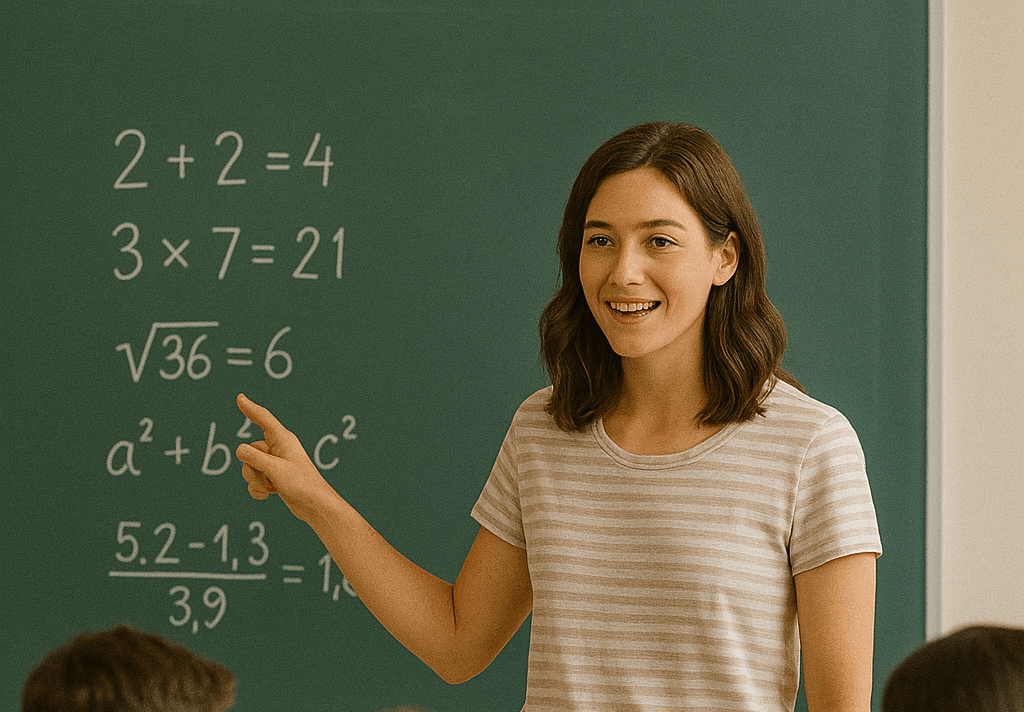 Teacher explaining digital concepts in a classroom